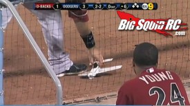 rc plane at baseball game