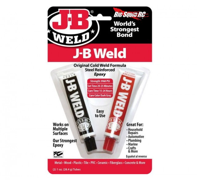 Ok, one quick note before adding the JB. In most cases you want to use a disposable surface (like an index card or junk mail) and mix a 50/50 solution from each tube