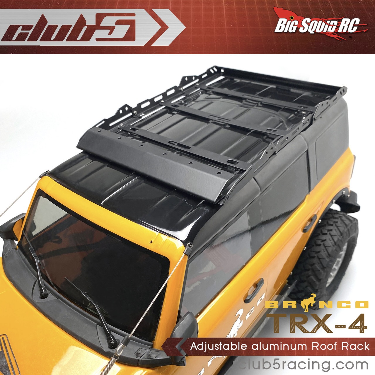 Club 5 Racing Adjustable Aluminum Roof Rack for the TRX 4 2021