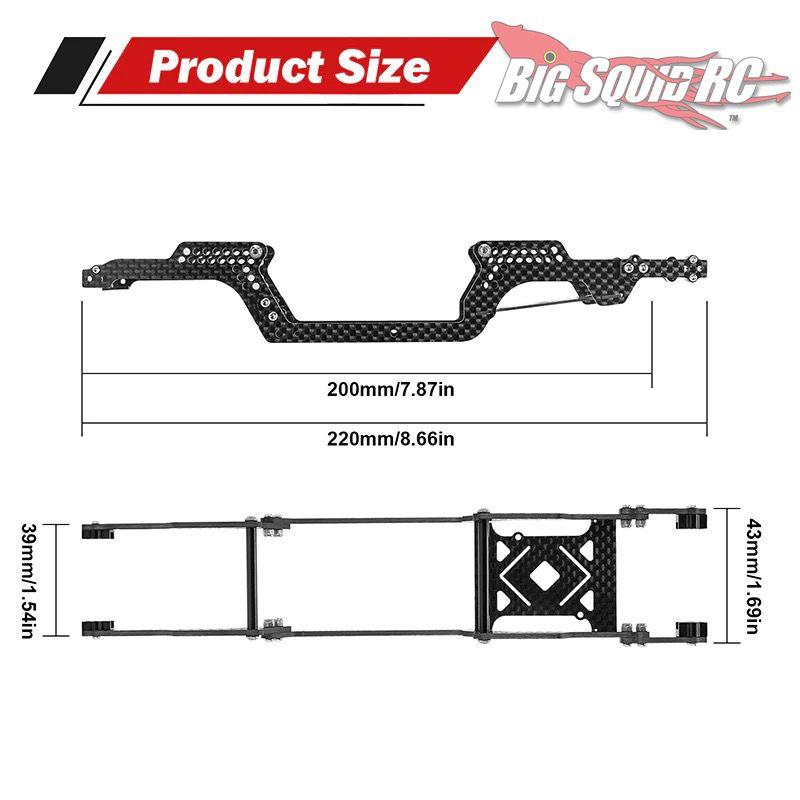 Kit Châssis LCG En Fibre De Carbone Pour RC Crawler 1/10 - INC-10F - Transmission Avant, 429,5x78 Mm